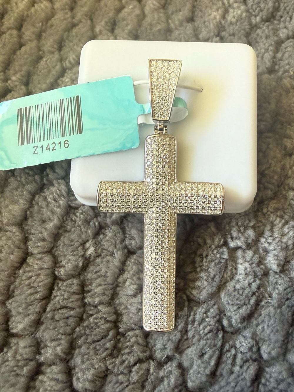 Italian Sterling Silver Moissanite Cross Pendant 1.37 CTW - Picture 3 of 6